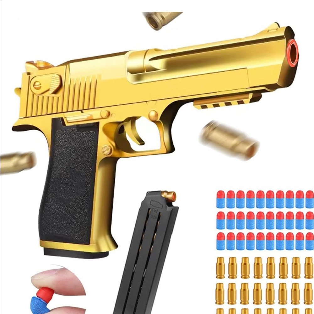 Toy 🎯🔫Gold Desert Eagle 50cal style Shell Ejection (Soft Bullet) Toy Gun - Picture 15 of 15